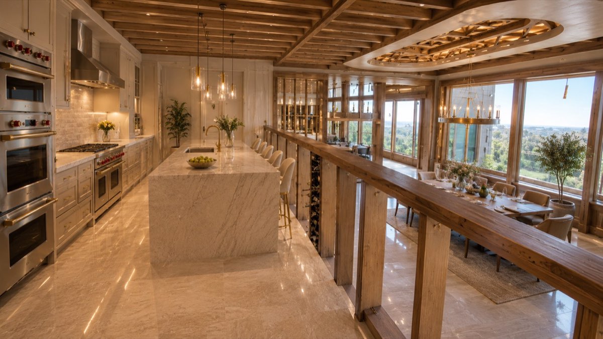 Conceptual kitchen and dining environment